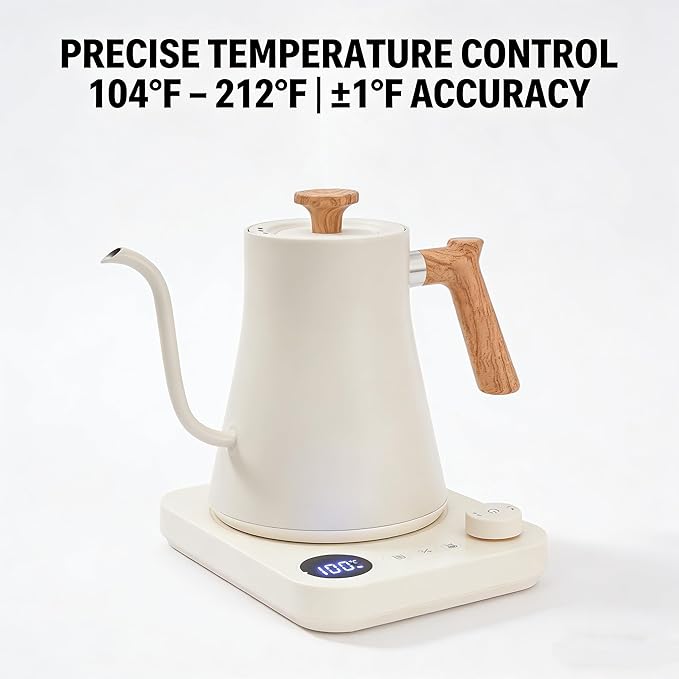 Gooseneck Electric Kettle, Electric Kettles, 1200W, 0.9L Stainless Steel Temperature Control Kettle, Precise Temperature Control for Pour-Over Coffee & Tea Brewing for Pour Over Coffee, Brew Tea