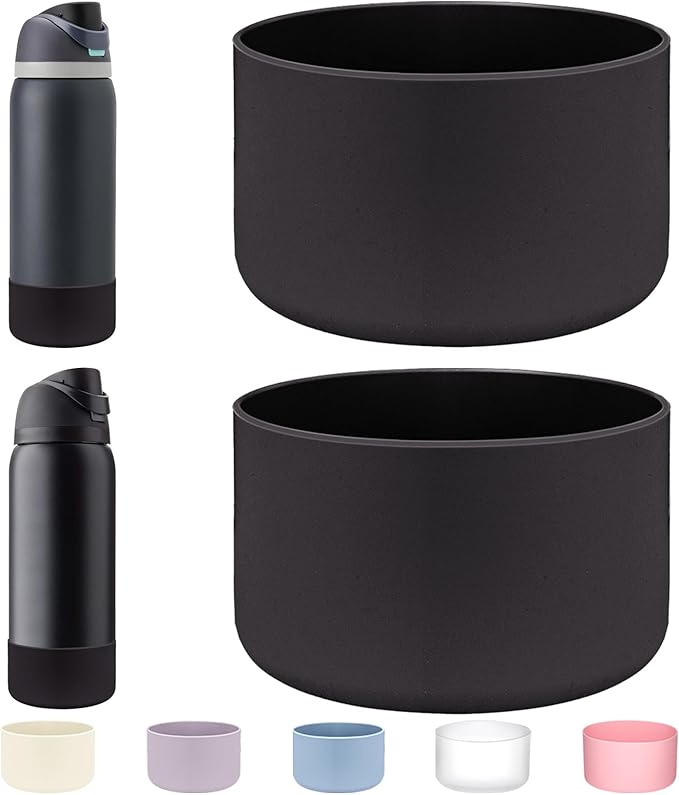 WK IEASON 2Pcs Silicone Boot for Owala Water Bottle, Protective Flask Bottom Cover Base for Owala FreeSip Twist and Flip Flask Water Bottle Accessories-3.56inch Bottom Diameter
