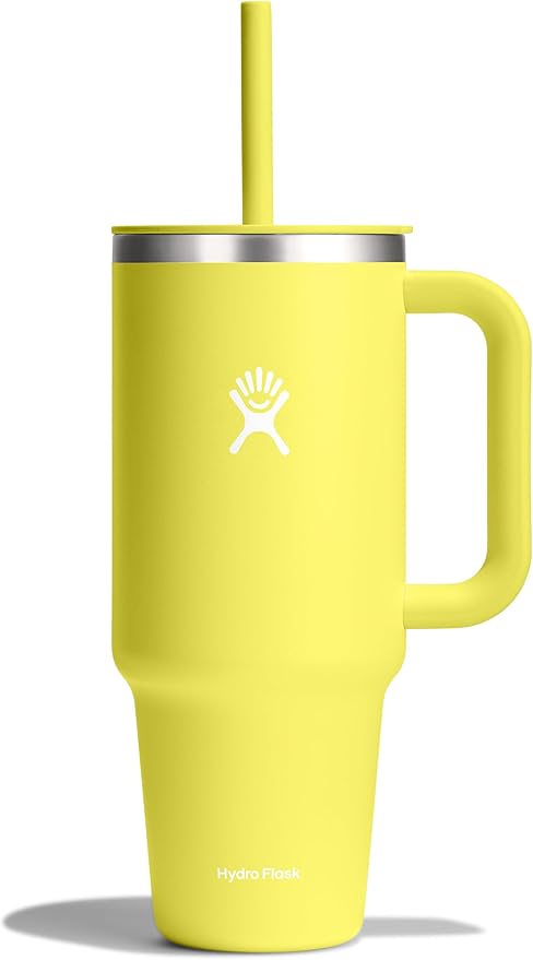 Hydro Flask Travel Tumbler with Handle, Lid and Straw - Insulated Stainless Steel in 40 Oz Cactus