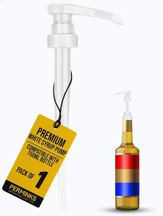 Syrup Pump Compatible with Torani and Davinci Bottles (25.4 oz-750ml (White)
