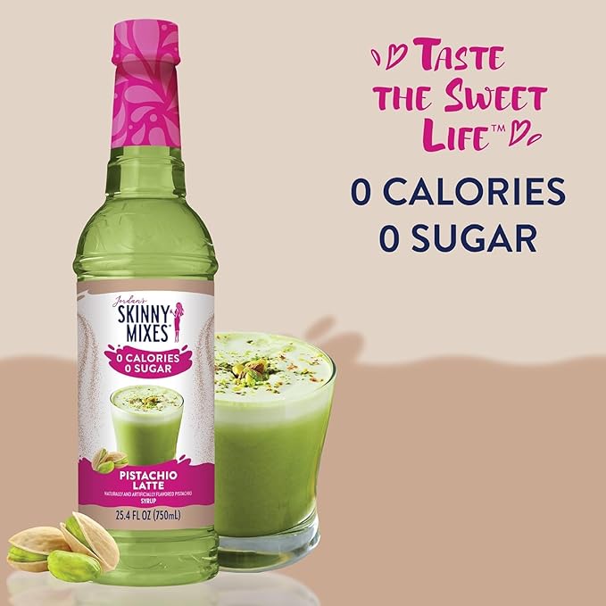 Jordan’s Skinny Mixes Sugar Free Coffee Syrup, Pistachio Coffee Flavoring Syrup, Zero Calorie Drink Mix, Lattes, Baking, Protein Shake or Cocktail, Dairy & Gluten Free, Kosher, 25.4 Fl Oz, 2 Pack