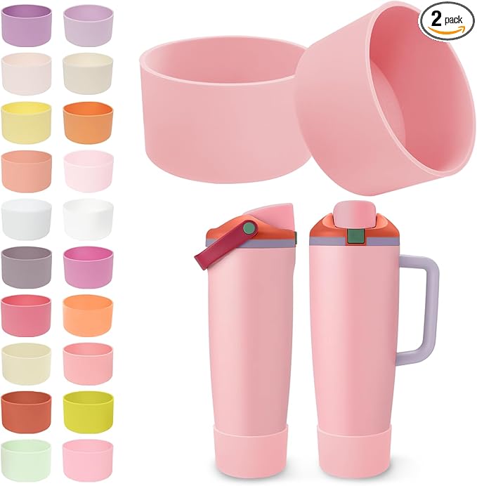 2PCS Silicone Boots for Owala 30oz & 40oz FreeSip Sway Bottles & Tumblers – Non-Slip, Scratch-Resistant, Stability Enhancer for Owala Accessories (Sugar High Pink)