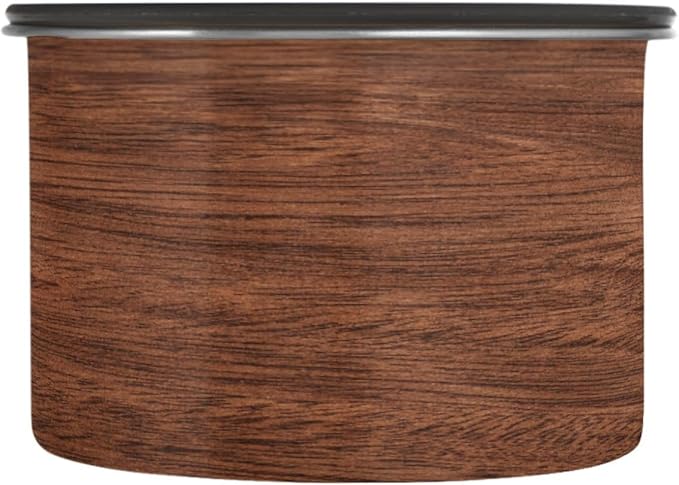 Brown Wood Pattern Airtight Food Canister, 17oz Stainless Steel Storage Jar for Coffee Beans Tea Grains Snacks, Kitchen Organizer Decor