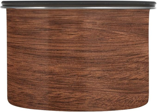 Brown Wood Pattern Airtight Food Canister, 17oz Stainless Steel Storage Jar for Coffee Beans Tea Grains Snacks, Kitchen Organizer Decor