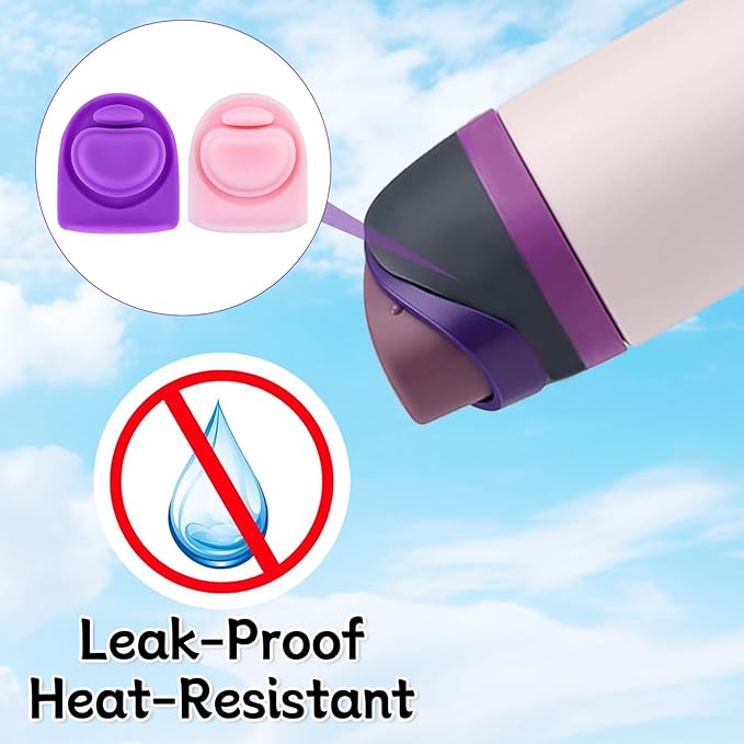 2 Pcs Replacement Rubber Seal Stopper Compatible with Owala FreeSip,Water Bottle Top Gasket Lid for Owala 16/19/24/32/40oz Seal Mouth Cap Silicone Stopper Parts Insert Accessories（Pink+Puple）