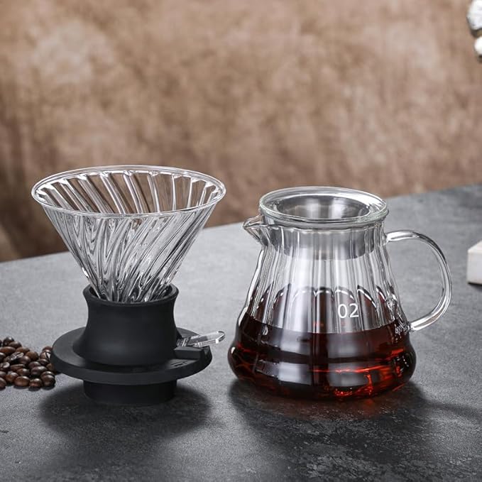 BeeCa Clever Coffee Dripper, Glass Coffee Maker with One-Switch Control for French Press & Drip Styles, Beginner-Friendly All-in-One Brewing System, Includes Paper Filters (Size 02)