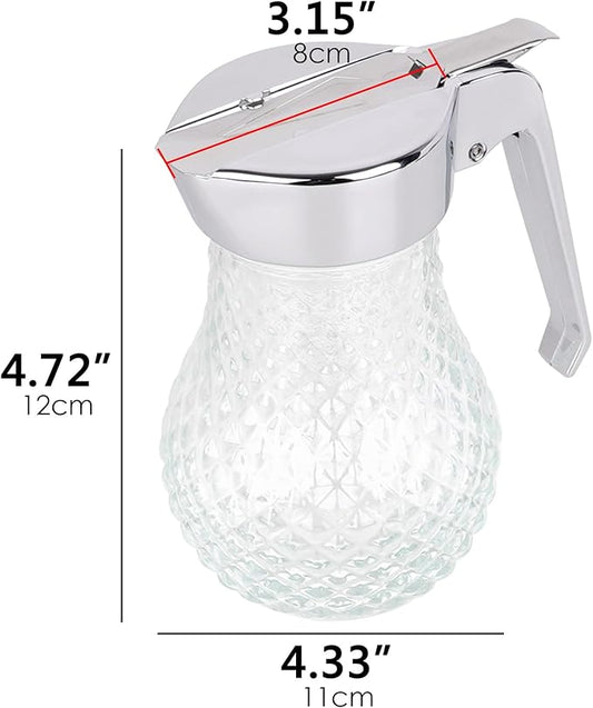 8.45 Oz Syrup Dispenser, Oil Dispenser Bottle with Non-Slip Handle, Reusable Syrup Bottle for Kitchen, No-Drip Pourers for Maple Syrup, Honey, Sirop (Transparent)