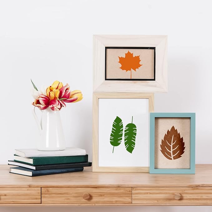 Leaf Stencils for Crafts Small Leaves and and Branches Paint Plant Stencil for Painting On Wood Wall Card Making, Tiny Nature Vine Herb Essential Art Stencils for Adults Kids (42 Leaves)