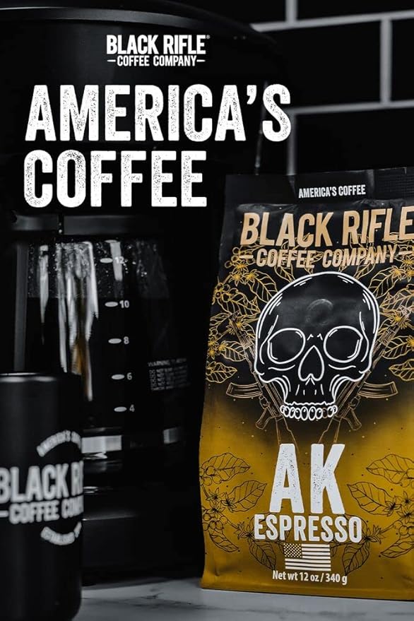 Black Rifle Coffee Company AK Espresso, 12oz Bag, Ground Coffee Medium Roast - Roasted Blend Made from Arabica Beans - Colombian & Brazilian Beans - Veteran Founded & American Made
