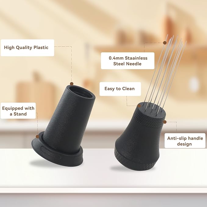 Zayin WDT Distribution Tool, Espresso Coffee Stirrer - 0.4mm 10 Needles Espresso Stirrer, Espresso Distributor for Barista Espresso Machine Accessories - Black