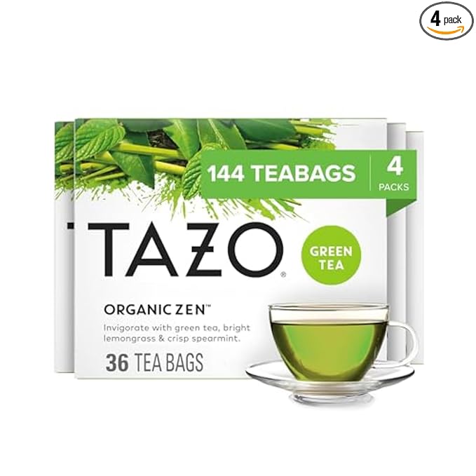 TAZO Organic Zen Green Tea, Green Tea Zen for Health and Wellness, 144 Total Tea Bags (36ct - Pack of 4)