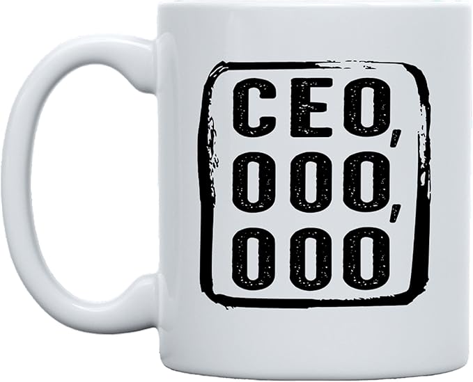 THE CEO Stylish Coffee Mug for Coffee Lovers - Premium Boss Mug with Gloss Finish - Premium Ceramic, Microwave Safe, 11oz Gift Mugs - CEO,000,000 (White)