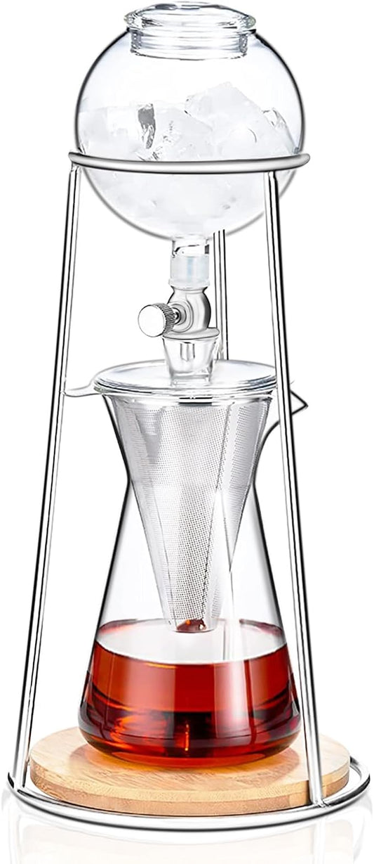 PARACITY Cold Brew Coffee Maker, Iced Coffee Maker in Stainless Steel and Borosilicate Glass, Cold Brew Drip Coffee Maker with Slow Drip Technology, Iced Tea Maker 2-4 Cup