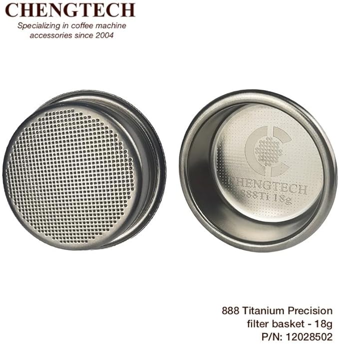 58mm 18g 888Ti Titanium Espresso Filter Basket – Precision 888 Holes, Straight-Walled Flat Bottom, Ridgeless for Balanced Extraction