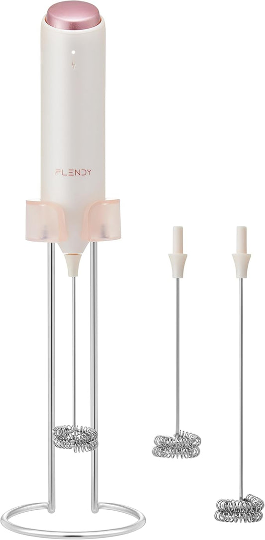 Rechargeable Milk Frother Handheld, Coffee Frother Handheld with USB-C Charging Stand, Electric Drink Mixer Handheld, Mini Electric Whisk Frother for Coffee, Matcha, etc