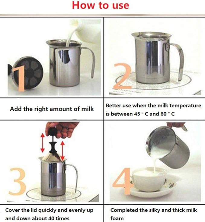304 Stainless Steel Double-layer Manual Foamer for Milk Coffee, etc. (27 oz)