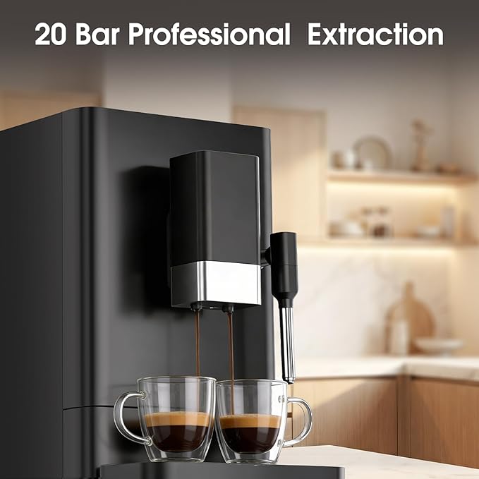 COWSAR 20bar Automatic espresso machine with grinder & Manual Milk Frother, Auto-Clean Function espresso maker, Professional expresso coffee machines with button controls for Cappuccino, latte, Black