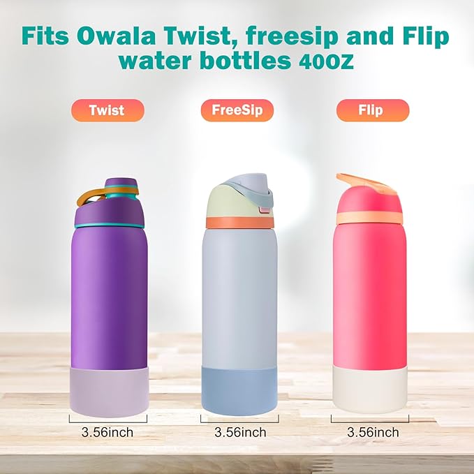 WK IEASON 2Pcs Silicone Boot for Owala Water Bottle, Protective Flask Bottom Cover Base for Owala FreeSip Twist and Flip Flask Water Bottle Accessories-3.56inch Bottom Diameter