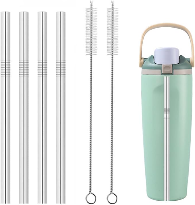 Metal Straw Replacement Compatible With Owala FreeSip Sway 30oz Water Bottle，Reusable Stainless Steel Straws Fit for Owala Water Bottles
