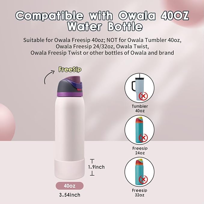 2PCS Silicone Water Bottle Boot, Compatible with Owala 24oz 32oz 40oz, Protective Anti-Scratch & Anti-Dent No Noise Sleeve Cover for FreeSip/Twist/Flip Water Bottles (Dreamy Field, 40oz)
