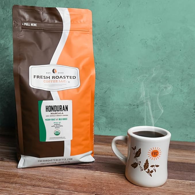 Fresh Roasted Coffee, Organic Honduran Marcala | USDA Organic, 100% Single Origin, Kosher | Medium Roast 5 lb (80 oz) Whole Bean