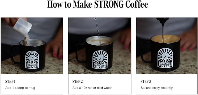 Strong Coffee Co. Snickerdoodle Instant Latte | Organic Coffee with 15g Collagen Protein | Lion’s Mane & L-Theanine | Nootropic Instant Coffee | 12 Servings