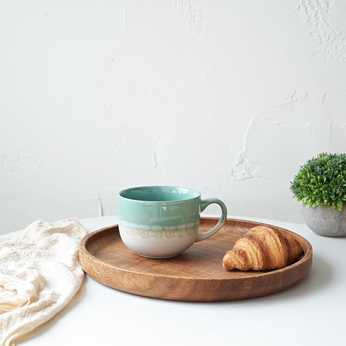 Bosmarlin Ceramic Coffee Mug Set of 4, 16 Oz, Jumbo Latte Mugs, Dishwasher and Microwave, Unique Reactive Glaze (Multicolor, 16 Oz)