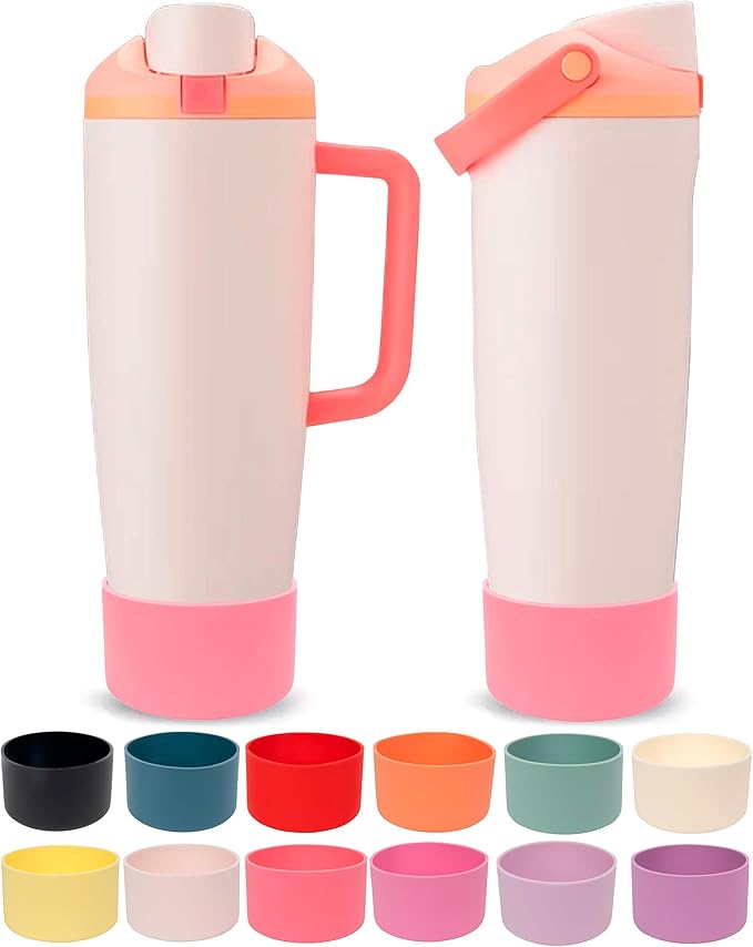 Silicone Boot for Owala 30oz & 40oz FreeSip Sway Bottles & Tumblers - Non-Slip, Scratch-Resistant, Stability Enhancer, Available in 12 Colors (Vintage Rose)