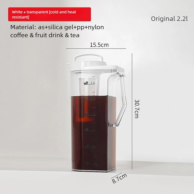 Cold Brew Coffee Maker Airtight Pitcher with Leak Free Lid Cold Brew Maker with Silicone Handle Large Size One Size