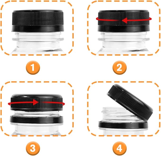 Juice Bottles - 12oz Bottles with Lids, 6 pcs Plastic Juice Containers with Caps Reusable Drink Containers for Juice Milk Coffee Water Smoothie and Other Beverages Christmas gifts