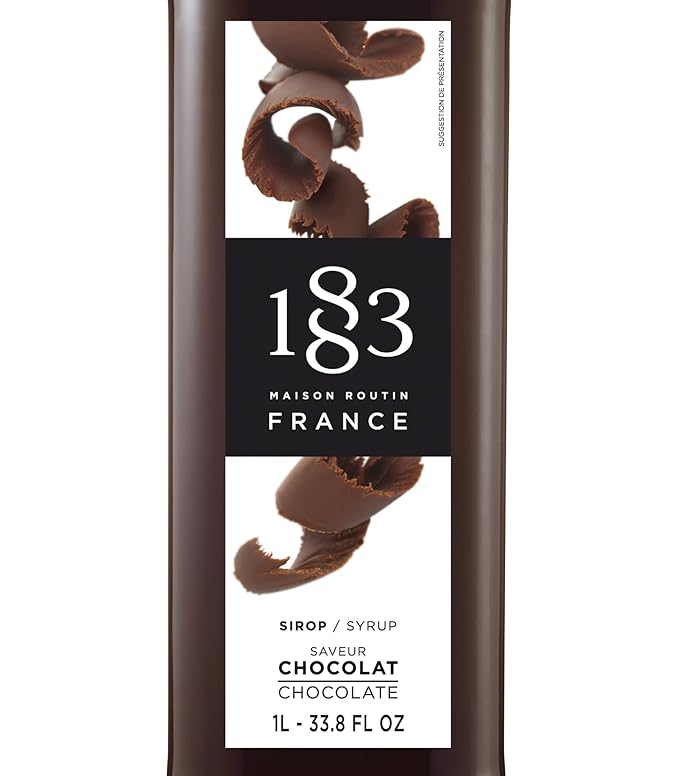 1883 Coffee Syrup, Chocolate Syrup for Drinks, Made in France, 1 Liter Glass Bottle