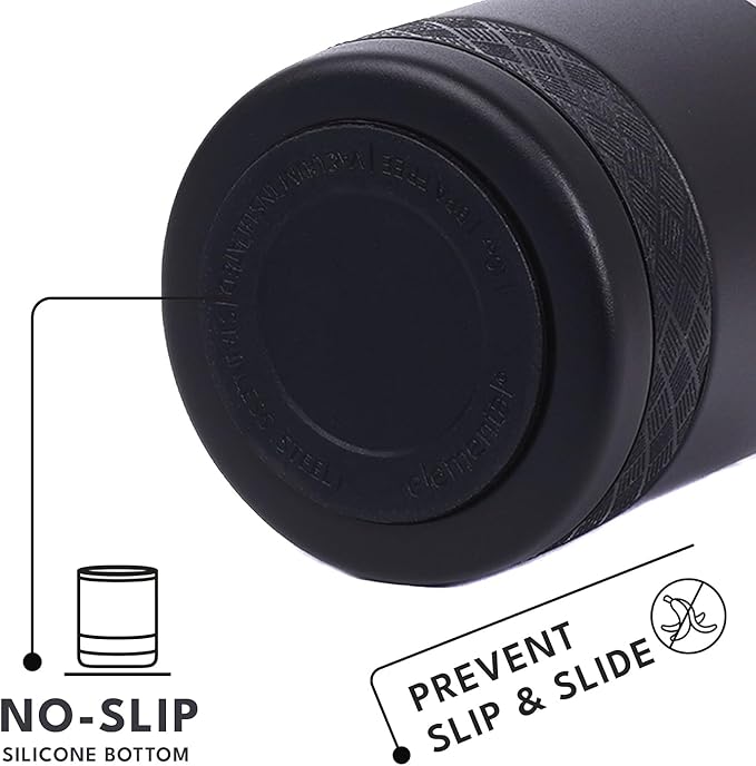 Elemental Recess Lowball Tumbler, 10oz Triple Wall Stainless Steel Cup with Non-Shattered Tritan Lid, Insulated Whiskey Glass, Insulated Coffee Tumbler Mug for Hot & Cold Drinks - Black