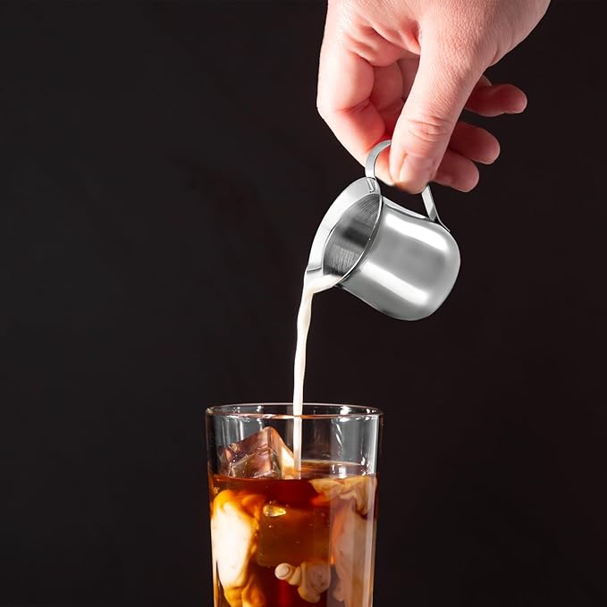 3 Oz Small Creamer Pitcher, Stainless Steel Bell Creamers, Mini Creamer Dispenser with Pouring Spout for Cream, Milk, Salad Dressing, Maple Syrup, 12Pack