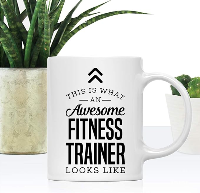 Andaz Press 11oz. Ceramic Coffee Tea Mug Thank You Gift, This is What an Awesome Fitness Trainer Looks Like, 1-Pack, Birthday Christmas Gift Ideas Coworker Him Her, Includes Gift Box