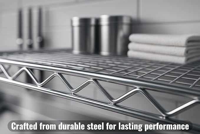 14" x 24" Chrome Wall-Mounted Wire Shelf with Epoxy Coating, Heavy-Duty Steel Storage Rack, NSF Certified, Easy Installation, Open Wire Design for Kitchen, Garage, or Utility Storage