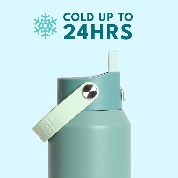 Elemental 40oz Insulated Water Bottle with Straw - 100% Leak-Proof Stainless Steel Core Water Bottles for Travel, Sports and Gym - Double Wall Insulation & BPA Free - Sage