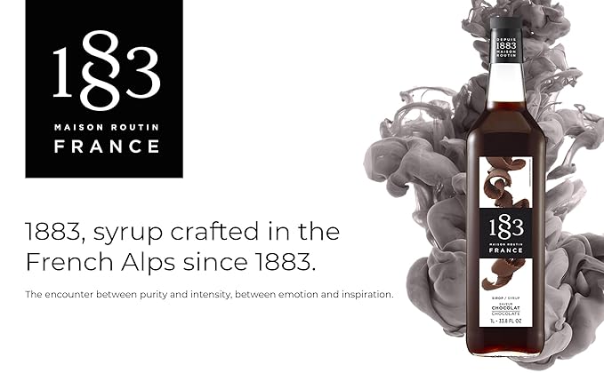 1883 Coffee Syrup, Chocolate Syrup for Drinks, Made in France, 1 Liter Glass Bottle
