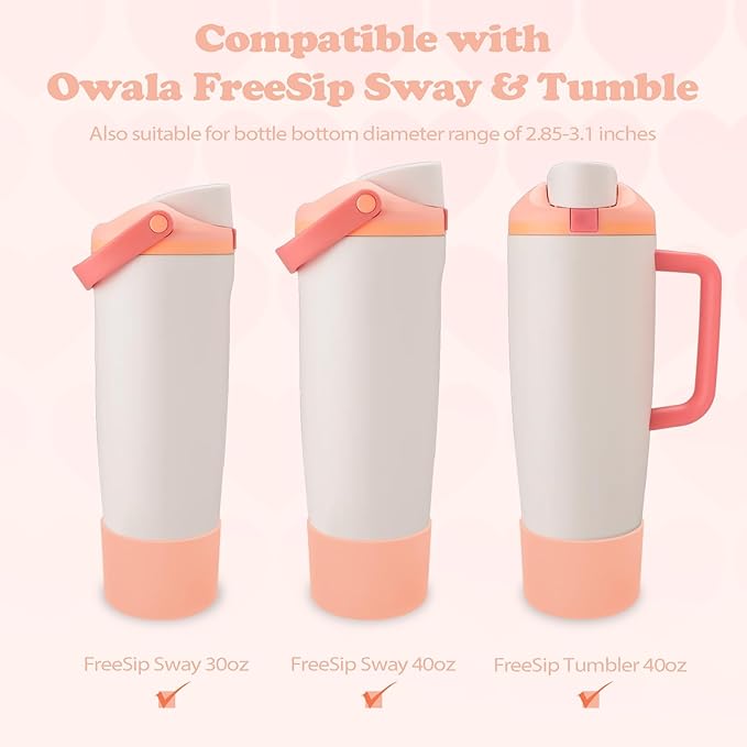 Silicone Boot for Owala 30oz & 40oz FreeSip Sway Bottles & Tumblers - Non-Slip, Scratch-Resistant, Stability Enhancer, Available in 18 Colors (Sparkling Sherbet)