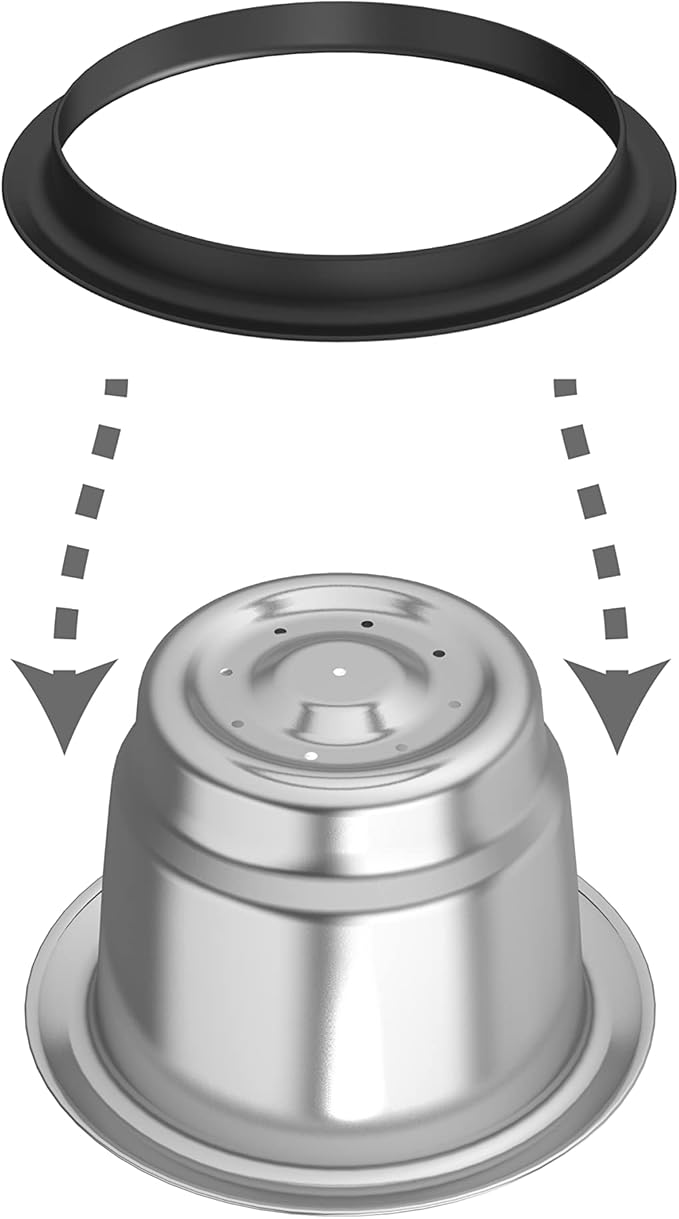 Aluminum Lids for Reusable Nespresso OriginalLines Capsules 200pcs with 4pcs Silicone Seals to Reusable Nespresso Original Line Stainless Steel Coffee Pods.