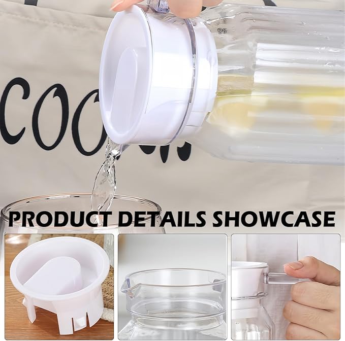 DOERDO Plastic Pitcher with Lid, Broken Resistant Beverage Jugs, Ice Cold Juice Jug for Homemade Juice Iced Tea Milk Beverage, 3.3X6.2Inch, 600ML