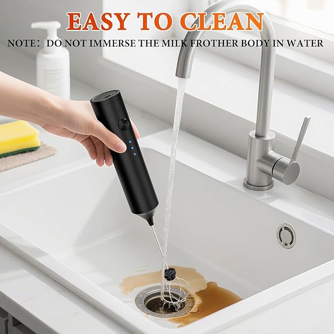 Rechargeable Milk Frother Handheld with 3 Whisk and Stand, 3-Speed Frother Wand, Dual Spring Whisk Coffee Frother and Drink Mixer for Matcha Lattes Cappuccino