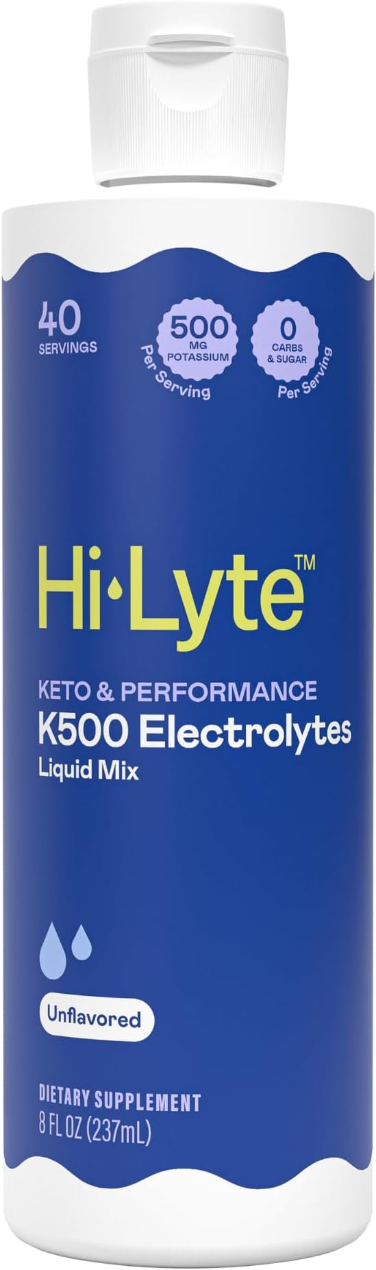 Hi-Lyte K500 Unflavored Electrolytes Liquid Mix – High Potassium Concentrate for Keto, Fasting & Performance – 40 Servings