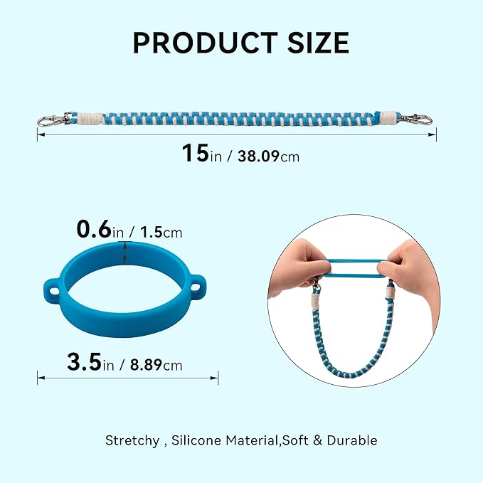 Water Bottle Handle, Hand-Woven Lanyards Silicone Water Bottle Sling, Carrier, Holder with Strap Compatible 8-40oz Stanley Cup Hydroflask Bottle Accessories-Black