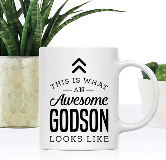 Andaz Press 11oz. Ceramic Coffee Tea Mug, This is What an Awesome Godson Looks Like, 1-Pack, Birthday Ideas Coworker Him Her, Includes Gift Box