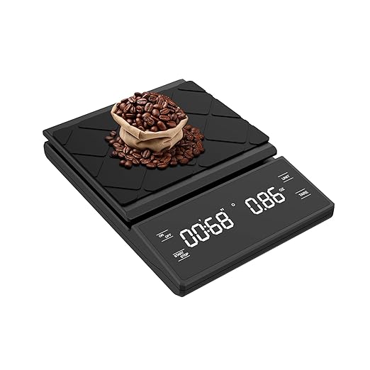 Coffee Scale with Timer, 0.1g High Precision Kitchen Scale Pour Over Drip Espresso Scale with LED Display, Manual&Automatic Timing with Type-C Charging Cable Touch Sensor and Silicone Cover