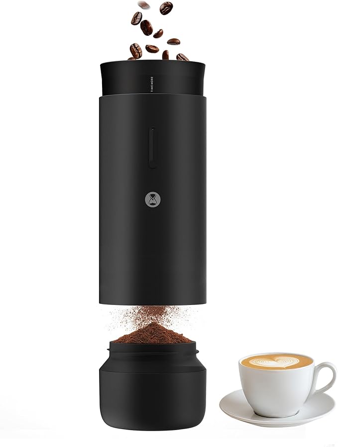 TIMEMORE Portable Conical Burr Coffee Grinder, Electric Coffee Grinder with 30 Settings, Auto-Stop & Compact Design for Home & Outdoor Use - Whirly 01S, Black