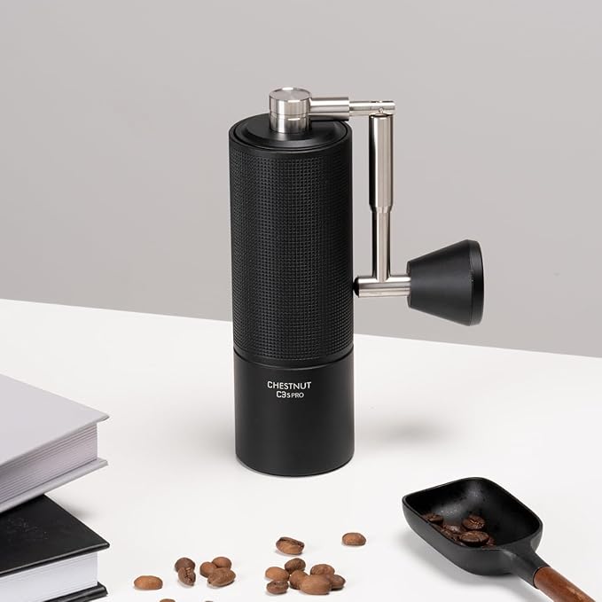 TIMEMORE C3S Pro Manual Coffee Grinder with Stainless Steel Conical Burr, All-Metal Body, Adjustable Setting for Espresso/Pour Over/French Press, Capacity 25g, Compact Foldable Hand Grinder, Black
