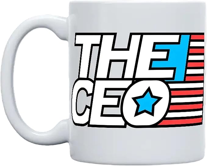 THE CEO Stylish Coffee Mug for Coffee Lovers - Premium Boss Mug with Gloss Finish - Premium Ceramic, Microwave Safe, 11oz Gift Mugs - American Flag (White)