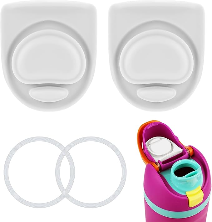 4pcs Bottle Seal Ring & Replacement Stopper for Owala FreeSip 19oz 24oz 32oz 40oz, Silicone O Ring Water Bottle Lid Parts, Cap Mouth Plug Gasket Accessories, BPA-Free (White)