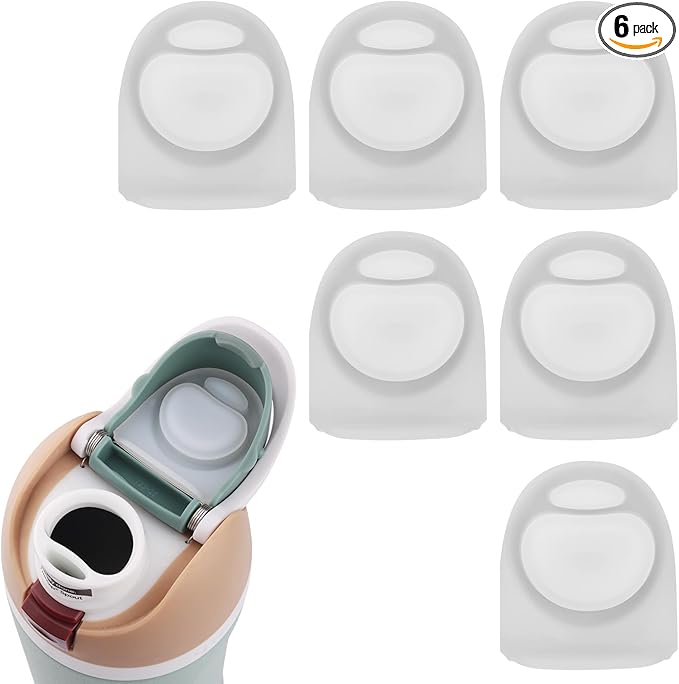 Joshey 6 Pack Rubber Seal Replacement Stopper, Compatible with Owala Freesip 24 oz Water Bottle Spout Cap-Silicone Gasket Replacement Parts (Clear)